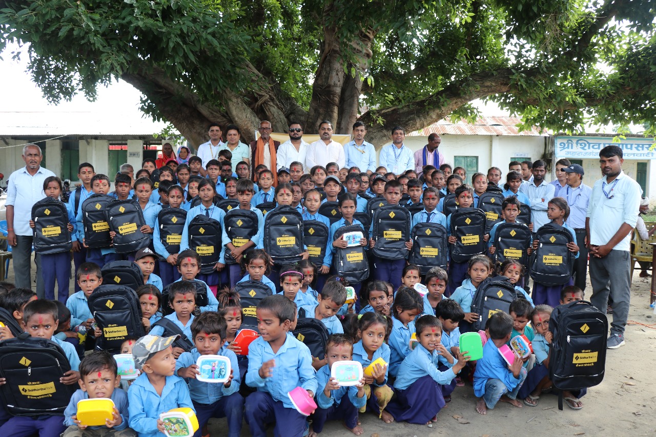 Support of School Bags and Tiffin Boxes to the Students of Shree Shiv Pratap Saraswoti Secondary School.