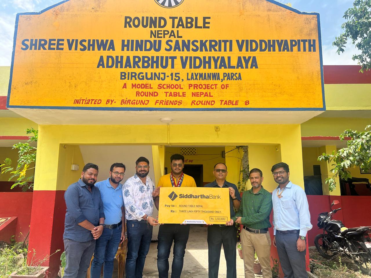 Bank Support to Vishwa Vishwa Hindu Sanskriti Vidhyapith Adharbhut Vidhyalaya School. 